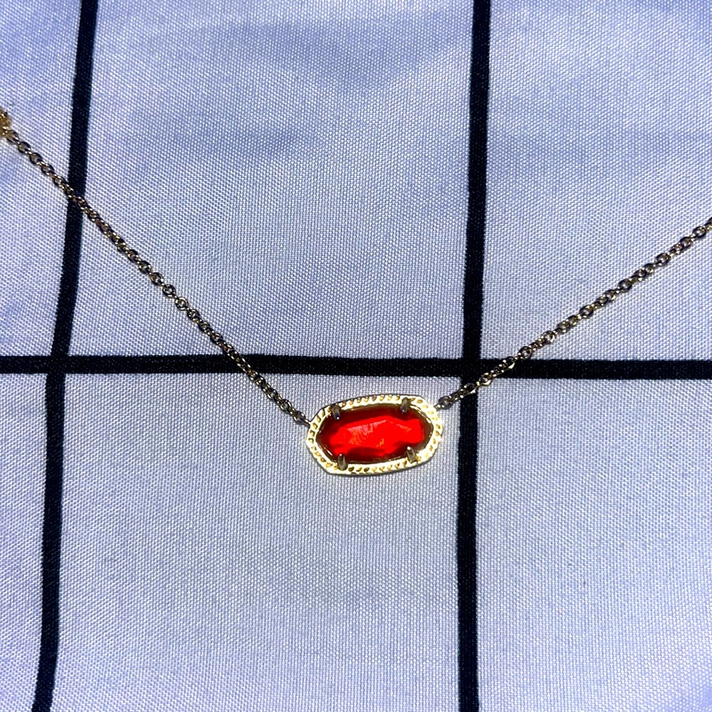 Elisa Gold Kendra Scott Pendent Necklace in red